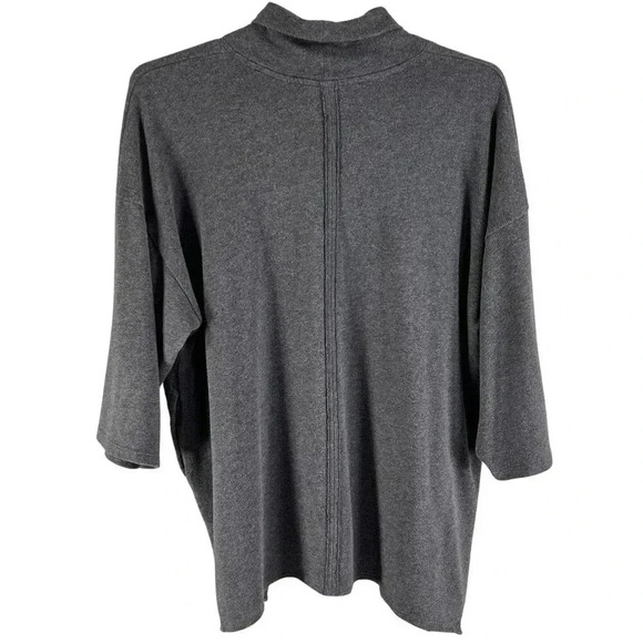 J Jill PURE JILL Womens L RELAXED KNIT 147021 Dark Charcoal Heather PONCHO Tunic - Picture 2 of 13